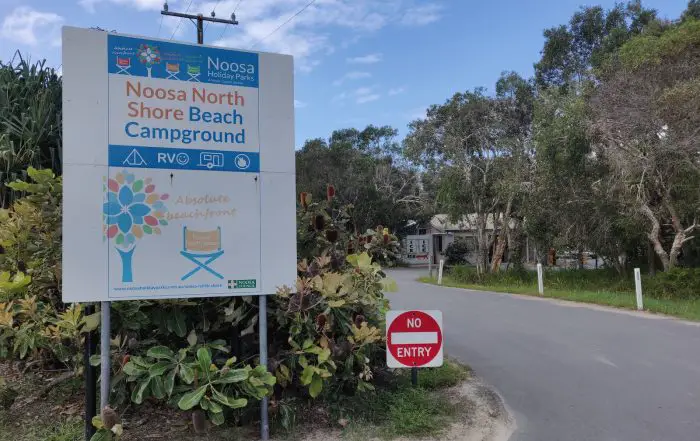 Noosa North Shore Campground sign